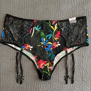 Cacique Floral Lace Garter Panties